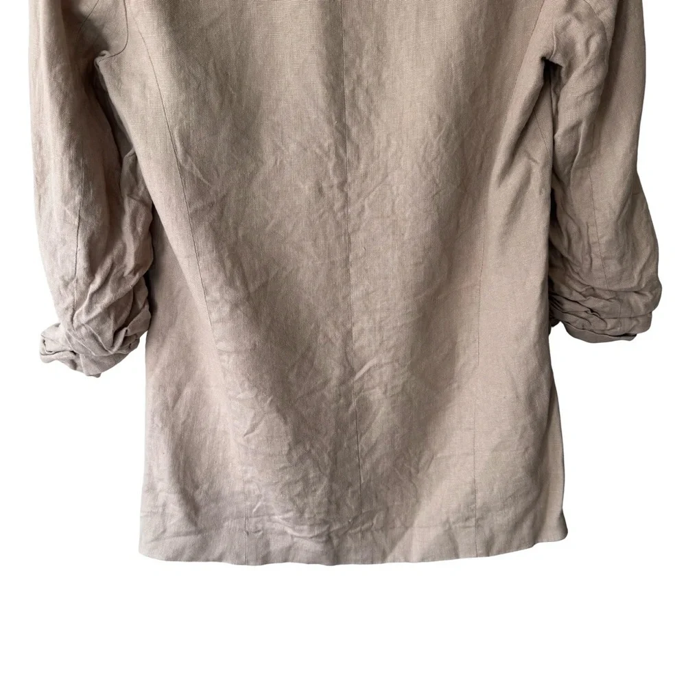 Zara Beige Linen Blend Open Textured Blazer Size XS Casual Business Office Work - Picture 10 of 12